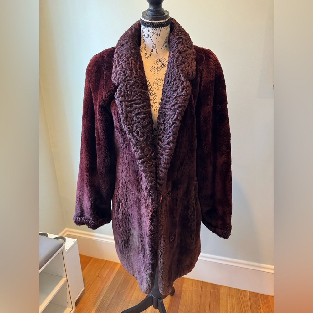 Chinchilla Fur Women's Coat - Deep Plum